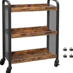 Vasagle Keukentrolley Xenia 3 legplanken - rustiek bruin/zwart Clearance