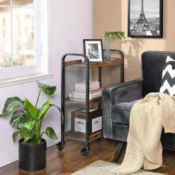 Vasagle Keukentrolley Xenia 3 legplanken - rustiek bruin/zwart Clearance