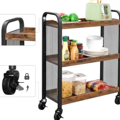 Vasagle Keukentrolley Xenia 3 legplanken - rustiek bruin/zwart Clearance