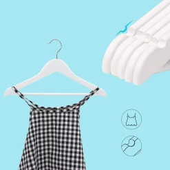 ACAZA Kinder Kledinghangers in Hout - 20 Stuks voor Kleuters - 360° Haak - Wit Hot