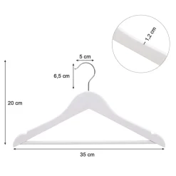 ACAZA Kinder Kledinghangers in Hout - 20 Stuks voor Kleuters - 360° Haak - Wit Hot