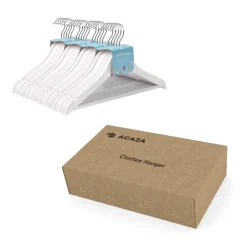 ACAZA Kinder Kledinghangers in Hout - 20 Stuks voor Kleuters - 360° Haak - Wit Hot