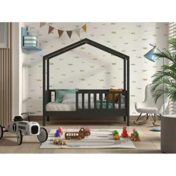 Vipack Kinderbed Dallas - 70x140 cm - antraciet/massief grenen Sale