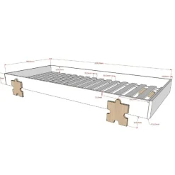 Vipack Kinderbed Modulo Puzzle 90x200 stapelbaar - antraciet/dennenhout Best