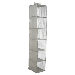 Kipit Kledingkast organizer - 6 vaks - grijs - 25 x 25 x 138 cm New
