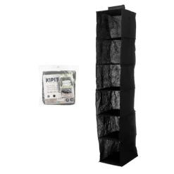 Kipit Kledingkast organizer - 6 vaks - zwart - 25 x 25 x 138 cm Discount
