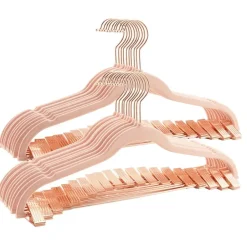 Merkloos Kledinghangers - Broekhangers - 20 Stuks - Anti slip - Roze - Fluweel Hot