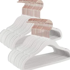 Merkloos Kledinghangers voor Kinderen - Set van 50 - Fluweel - Anti-Slip - Wit Hot