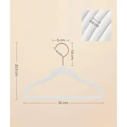 Merkloos Kledinghangers voor Kinderen - Set van 50 - Fluweel - Anti-Slip - Wit Hot