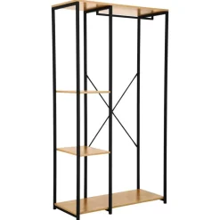 Merkloos Kledingkast - Open Kast - 176x90x40 cm - MDF lichte Eik & Metaal Hot