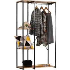 Merkloos Kledingkast - Open Kast - 176x90x40 cm - MDF lichte Eik & Metaal Hot