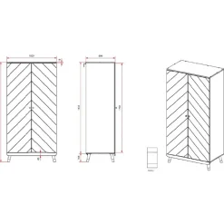 Vipack Kledingkast Billy 2 deuren MDF - wit/goud Online