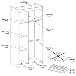 Leen Bakker Kledingkast Charly 2-deurs - acaciakleur - 180x85x52 cm Sale