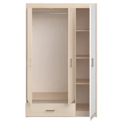 Leen Bakker Kledingkast Charly 3-deurs - acaciakleur - 180x112x52 cm Outlet