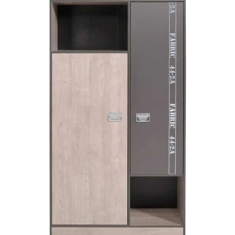 Leen Bakker Kledingkast Fabric - eikenkleur/grijs - 181,5x101,4x50,5 cm Clearance