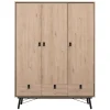 Leen Bakker Kledingkast Kansas 3-deurs - eikenkleur - 200x150x60 cm Discount