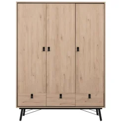 Leen Bakker Kledingkast Kansas 3-deurs - eikenkleur - 200x150x60 cm Discount