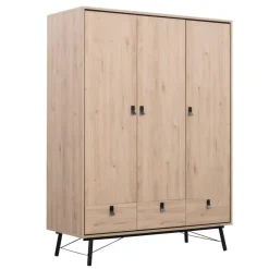 Leen Bakker Kledingkast Kansas 3-deurs - eikenkleur - 200x150x60 cm Discount