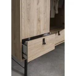 Leen Bakker Kledingkast Kansas 3-deurs - eikenkleur - 200x150x60 cm Discount