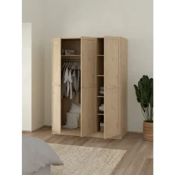 Leen Bakker Kledingkast Lynn 3-deurs - eikenkleur - 200x147x62 cm Hot