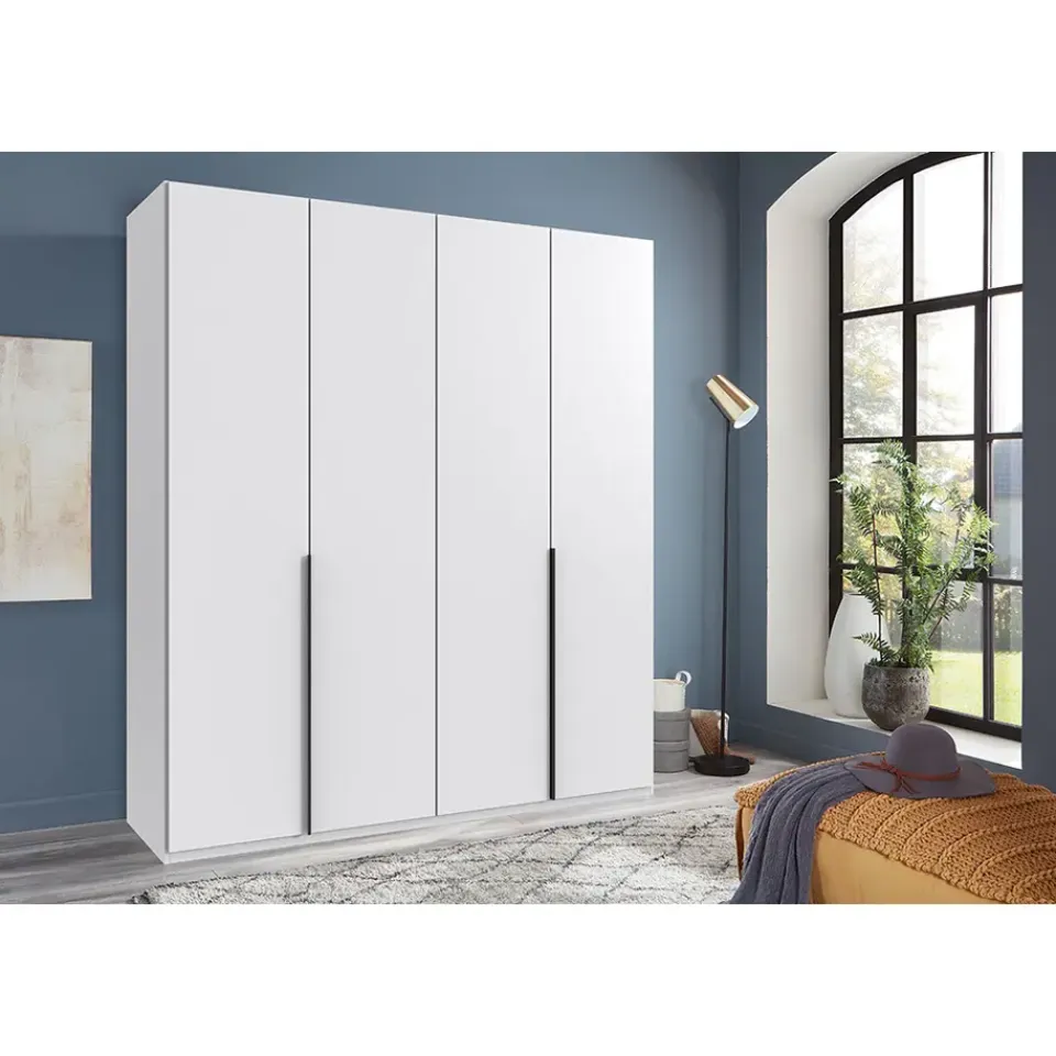 Leen Bakker Kledingkast Milaan 4-deurs - wit - 236x180x58 cm Best