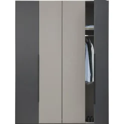 Leen Bakker Kledingkast Milaan 4-deurs - grafiet/greige -236x180x58 cm Hot