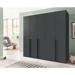 Leen Bakker Kledingkast Milaan 5-deurs - grafiet - 208x225x58 cm Clearance