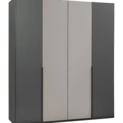 Leen Bakker Kledingkast Milaan 4-deurs - grafiet/greige - 208x180x58 cm Online