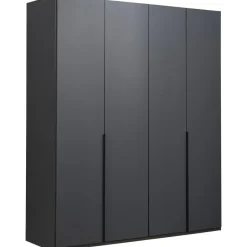 Leen Bakker Kledingkast Milaan 4-deurs - grafiet - 236x180x58 cm New