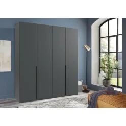 Leen Bakker Kledingkast Milaan 4-deurs - grafiet - 236x180x58 cm New