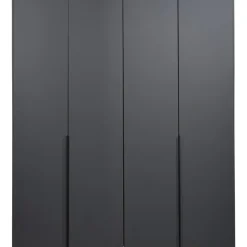 Leen Bakker Kledingkast Milaan 4-deurs - grafiet - 236x180x58 cm New