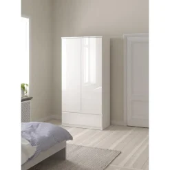 Leen Bakker Kledingkast Naia 2-deurs - hoogglans wit - 50x99x201 cm Hot