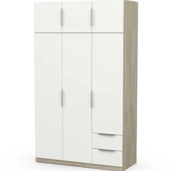 CBA Kledingkast Spectre 120cm 6 deuren & 2 lades - mat wit/eik Clearance