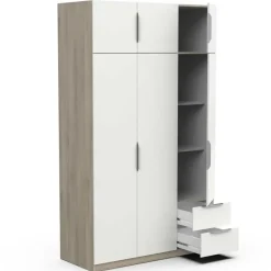 CBA Kledingkast Spectre 120cm 6 deuren & 2 lades - mat wit/eik Clearance