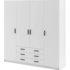 Leen Bakker Kledingkast Sprint 4-deurs - wit - 200x196x50 cm Discount