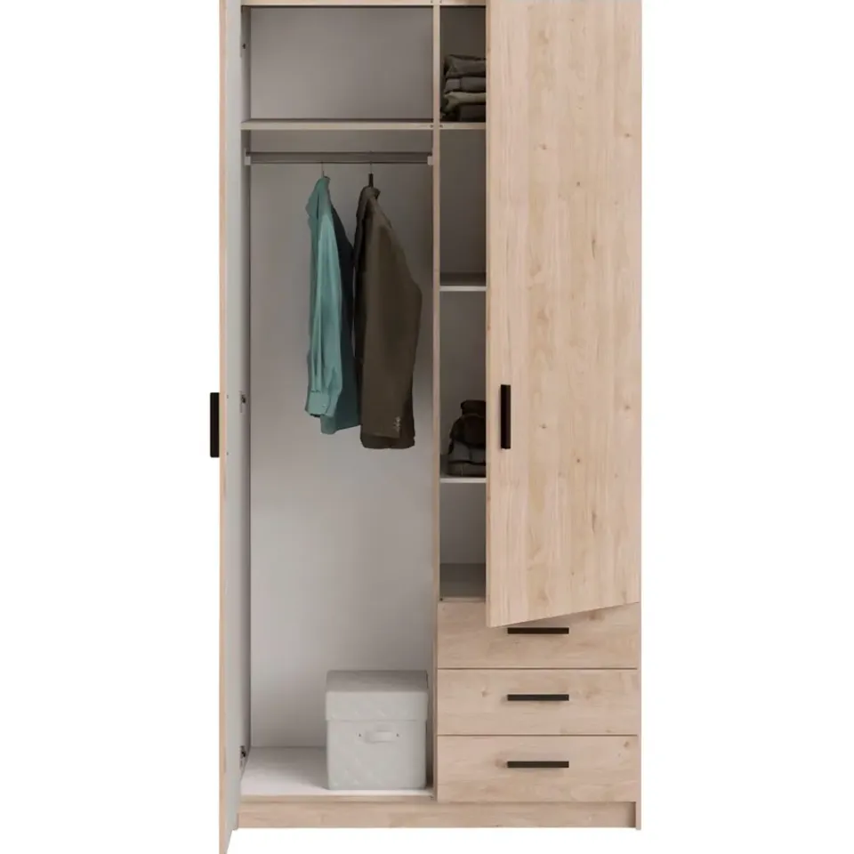 Leen Bakker Kledingkast Sprint 2-deurs - eikenkleur - 200x98,5x50 cm Hot