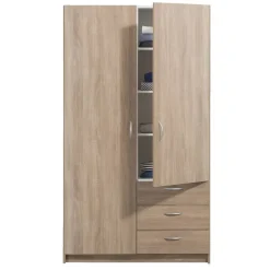 Leen Bakker Kledingkast Varia 2-deurs - licht eiken - 175x97x50 cm Outlet