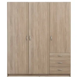 Leen Bakker Kledingkast Varia 3-deurs - licht eiken - 175x146x50 cm Hot