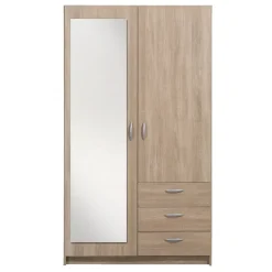 Leen Bakker Kledingkast Varia 2-deurs inclusief spiegel - licht eiken - 175x97x50 cm Best