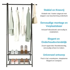 Merkloos Kledingrek - metaal - zwart Discount