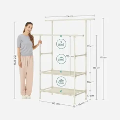 Songmics kledingrek, kapstok van metaal, met 2 kledingstangen, 1 plank Online
