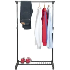 Leen Bakker Kledingrek op wieltjes - zwart/chroom - enkel rek Outlet