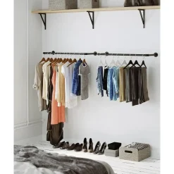 Merkloos Kledingrek Set van 2 - Metaal - Industrieel - Zwart New