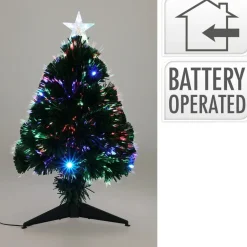 Merkloos Kleine Fiber kunst kerstboom - H60 cm - met kerstverlichting -led New
