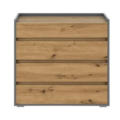 Loft24 Kosmo - Commode met 4 laden in antraciet eiken spaanplaat New