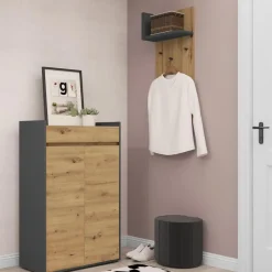 Loft24 Kosmo - Schoenenkast met 2 deuren in grijs eiken effect Outlet