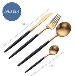 Krumble Bestekset (rond) - 24 delig - 6 persoons - Goud en zwart Sale
