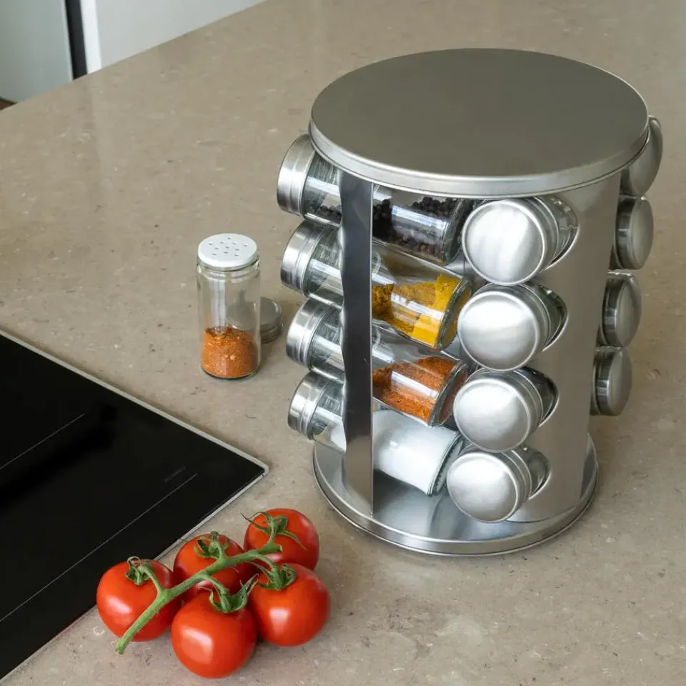 Krumble Kruidenrek draaibaar + 16 kruidenpotjes - RVS Sale