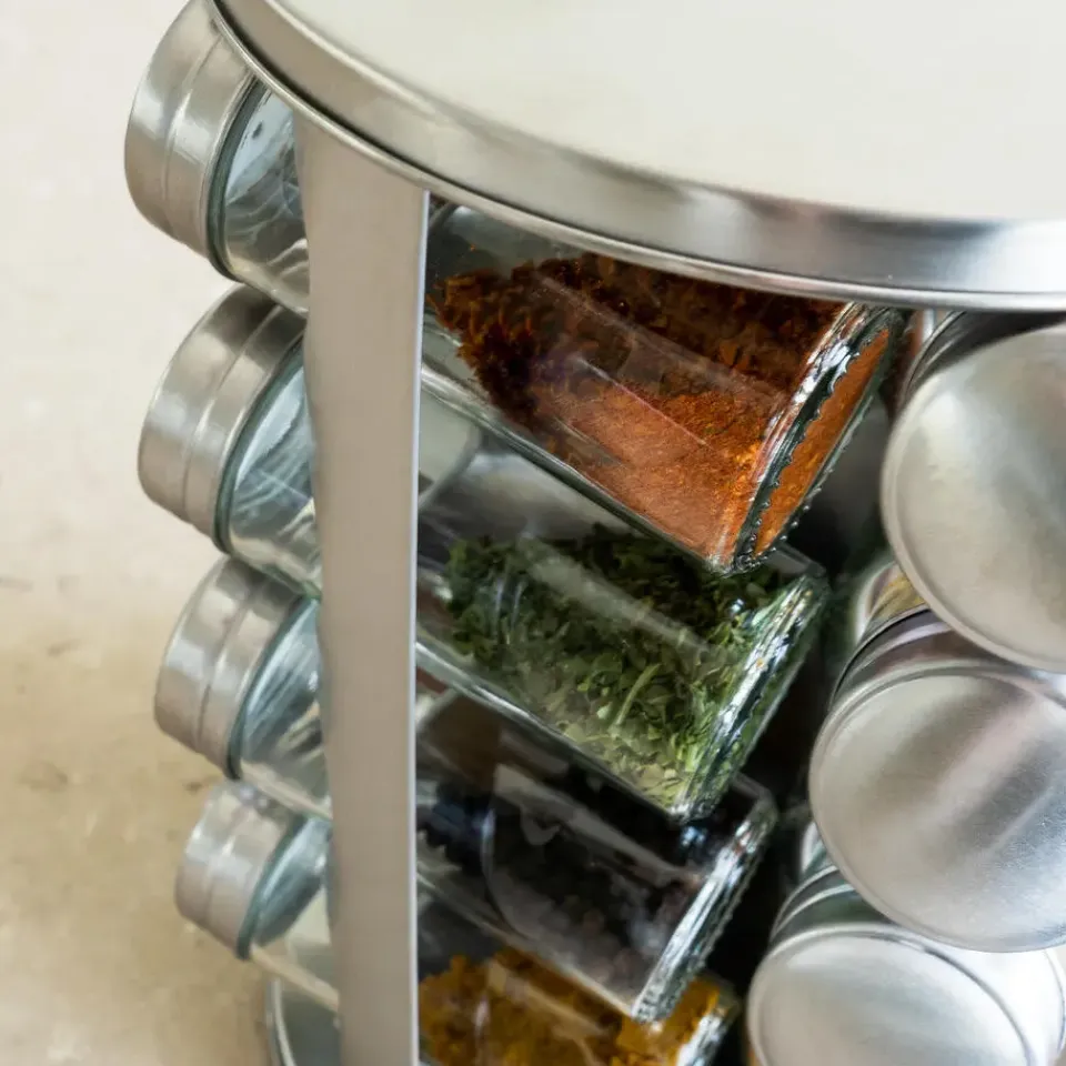 Krumble Kruidenrek draaibaar + 16 kruidenpotjes - RVS Sale