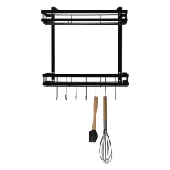 QUVIO Krumble Kruidenrekje ophangbaar met 2 plankjes en 7 haakjes - metaal - Zwart Hot